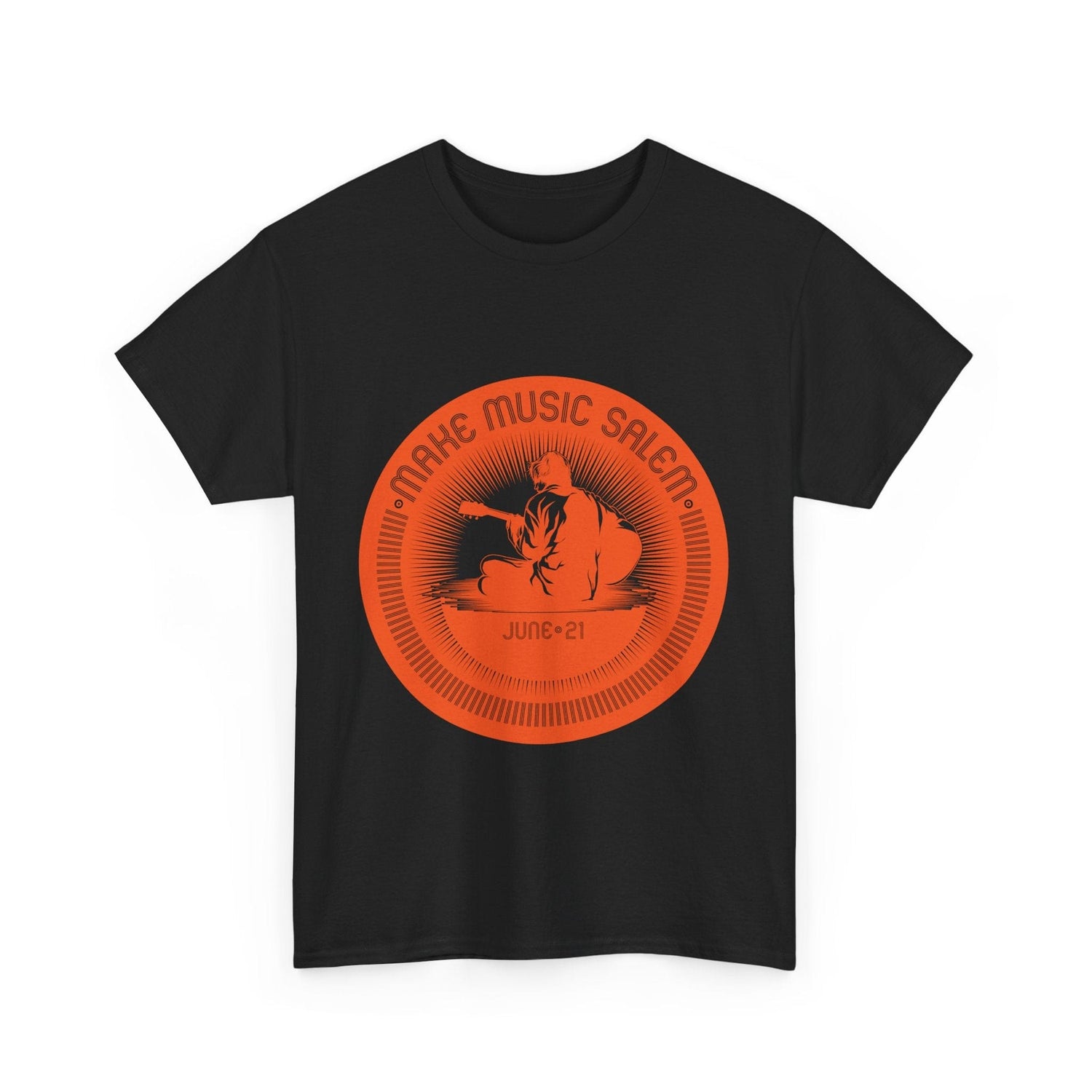 Make Music Day Salem Guitar Guy Orange Logo T-Shirt T-Shirt Printify - RiverCity Rockstar Academy Music Store, Salem Keizer Oregon