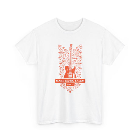 Make Music Salem Floral Guitar T-Shirt T-Shirt Printify - RiverCity Rockstar Academy Music Store, Salem Keizer Oregon