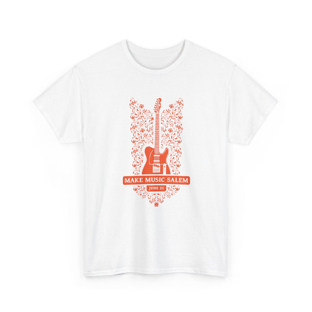 Make Music Salem Floral Guitar T-Shirt T-Shirt Printify - RiverCity Rockstar Academy Music Store, Salem Keizer Oregon