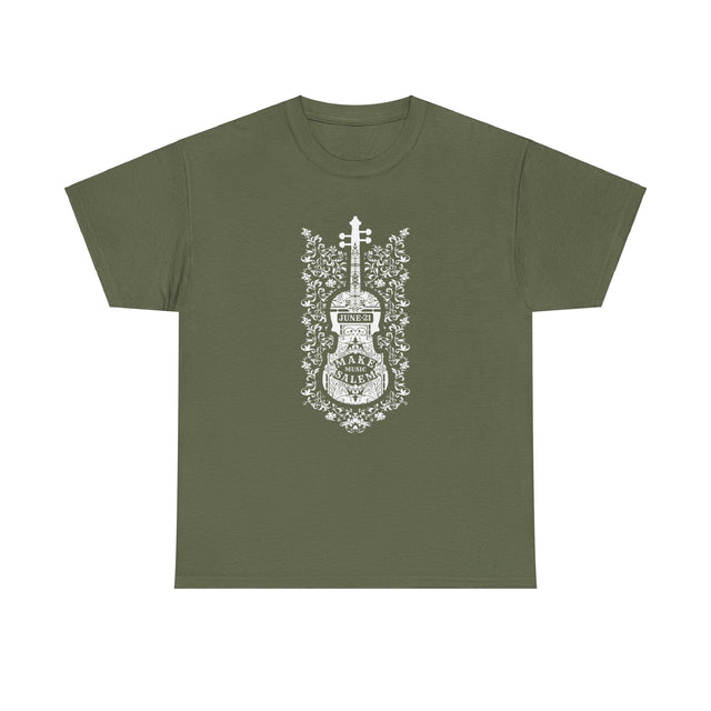 Make Music Day Salem Floral Violin White Logo T-Shirt T-Shirt Printify - RiverCity Rockstar Academy Music Store, Salem Keizer Oregon