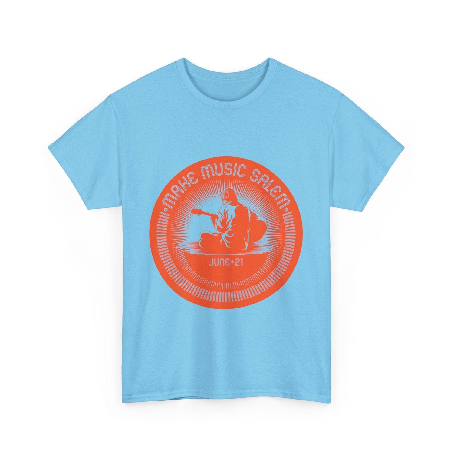 Make Music Day Salem Guitar Guy Orange Logo T-Shirt T-Shirt Printify - RiverCity Rockstar Academy Music Store, Salem Keizer Oregon