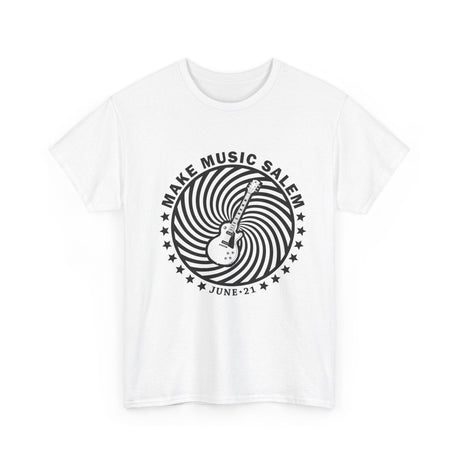 Make Music Salem Spiral Guitar T-Shirt T-Shirt Printify - RiverCity Rockstar Academy Music Store, Salem Keizer Oregon