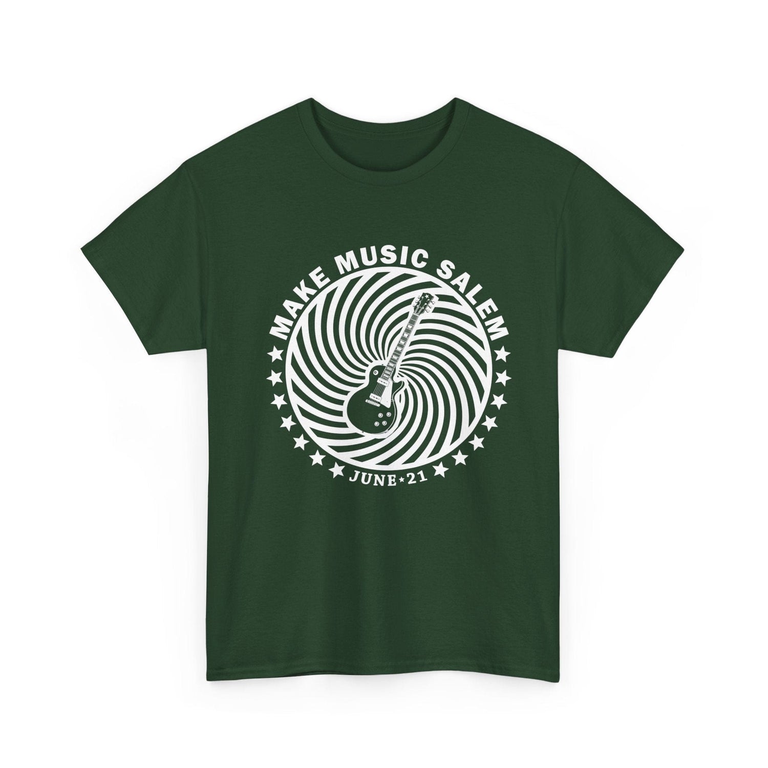 Make Music Salem Guitar Spiral T-Shirt T-Shirt Printify - RiverCity Rockstar Academy Music Store, Salem Keizer Oregon
