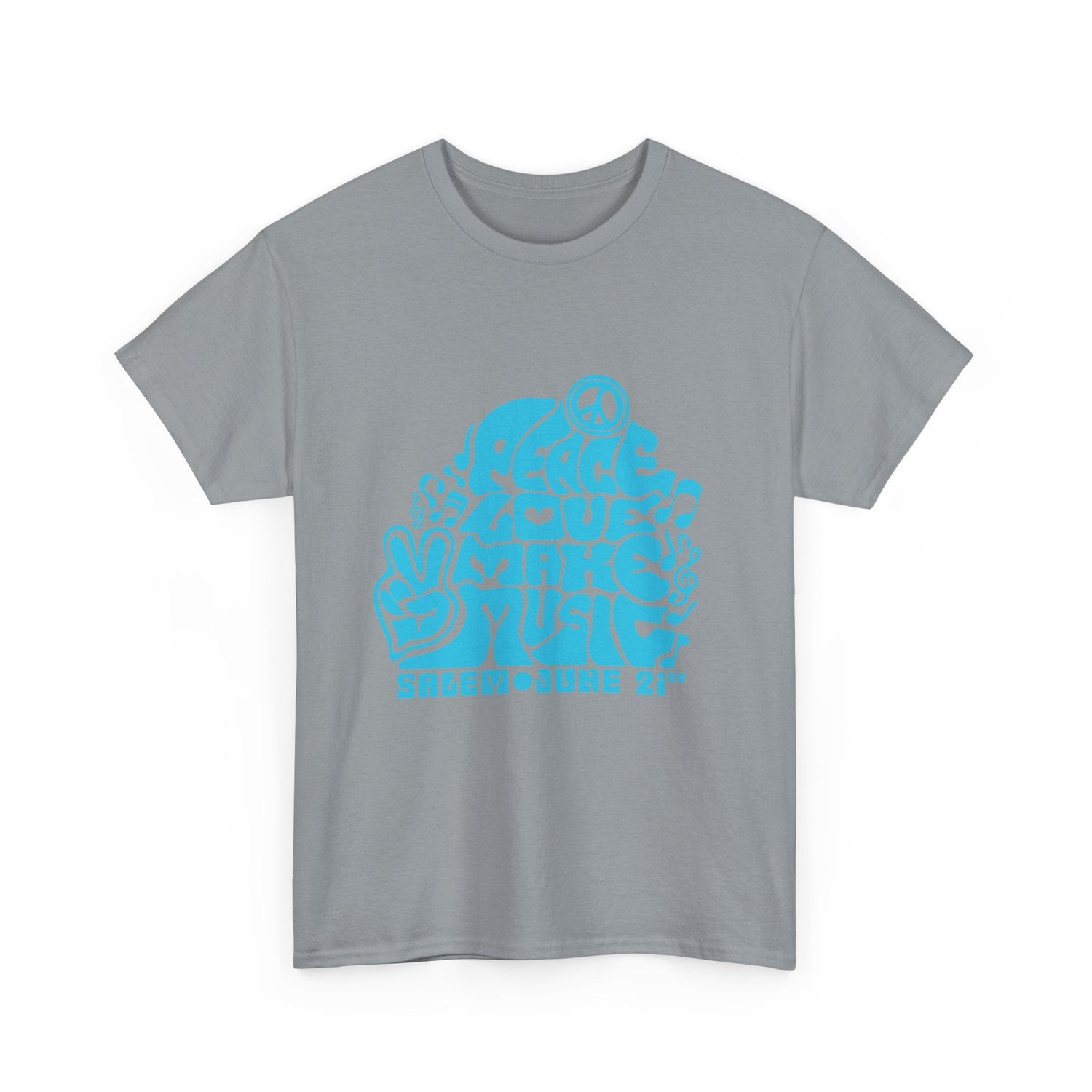Make Music Day Salem Peace Love Blue Logo T-Shirt T-Shirt Printify - RiverCity Rockstar Academy Music Store, Salem Keizer Oregon