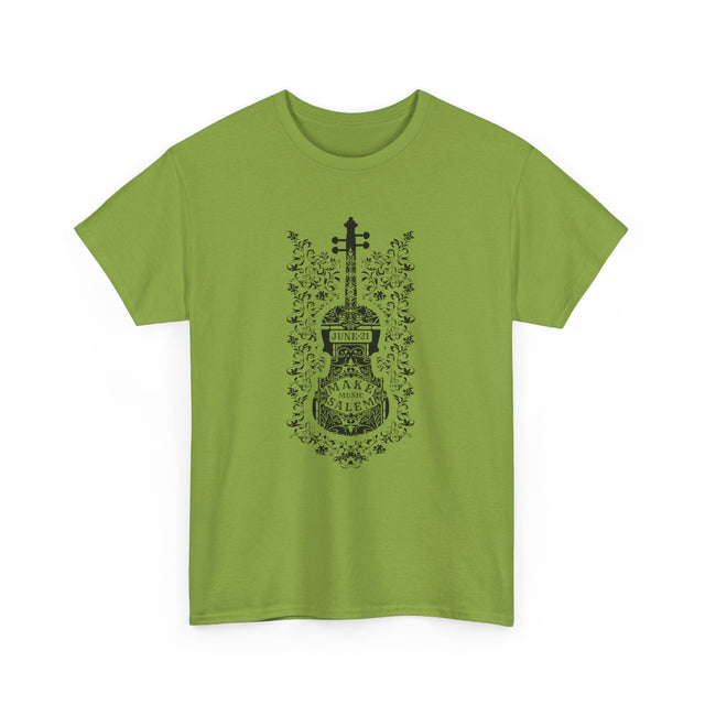 Make Music Day Salem Floral Violin Black Logo T-Shirt T-Shirt Printify - RiverCity Rockstar Academy Music Store, Salem Keizer Oregon