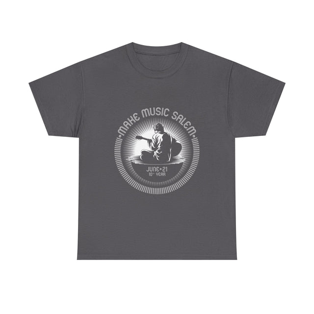 Make Music Day Salem Guitar Guy White Logo T-Shirt T-Shirt Printify - RiverCity Rockstar Academy Music Store, Salem Keizer Oregon