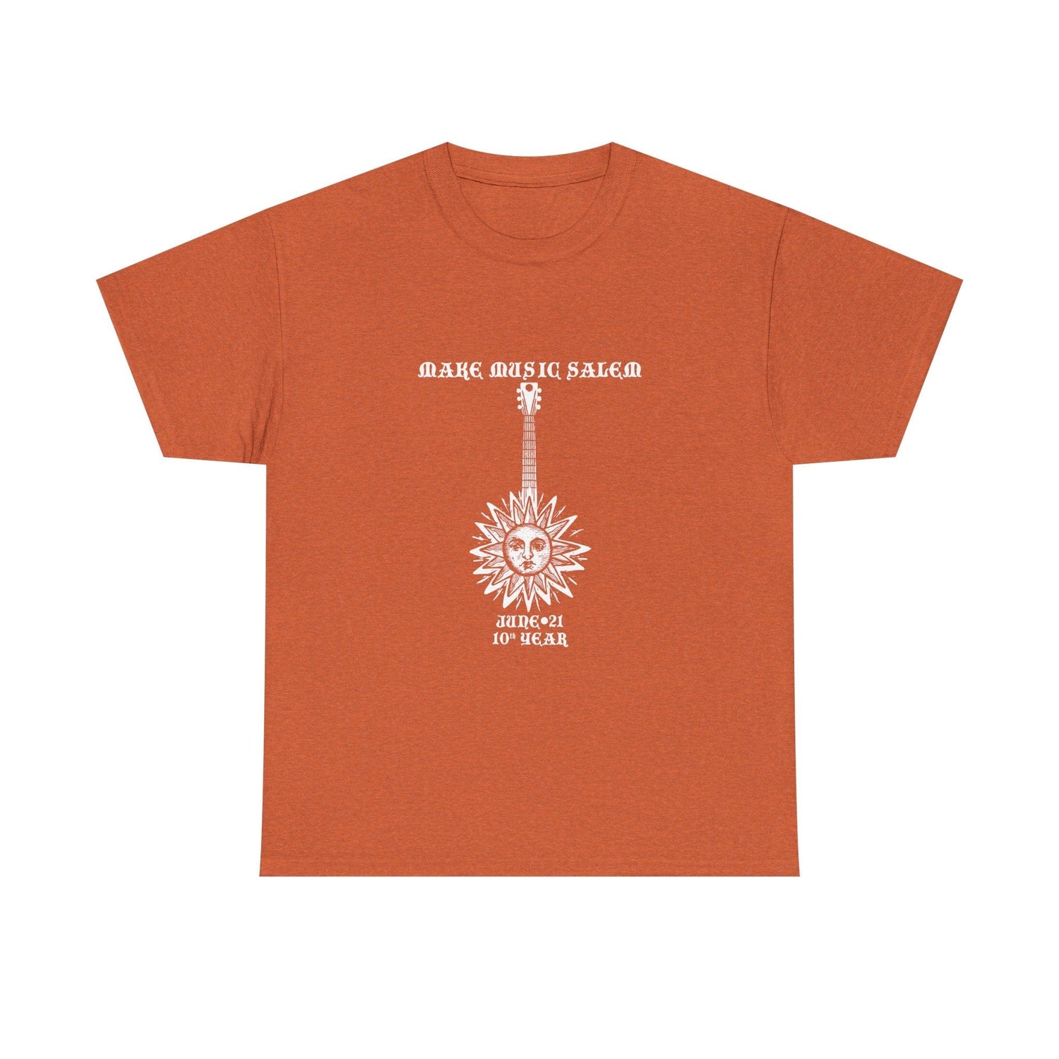 Make Music Day Salem Sun Guitar White Logo T-Shirt T-Shirt Printify - RiverCity Rockstar Academy Music Store, Salem Keizer Oregon