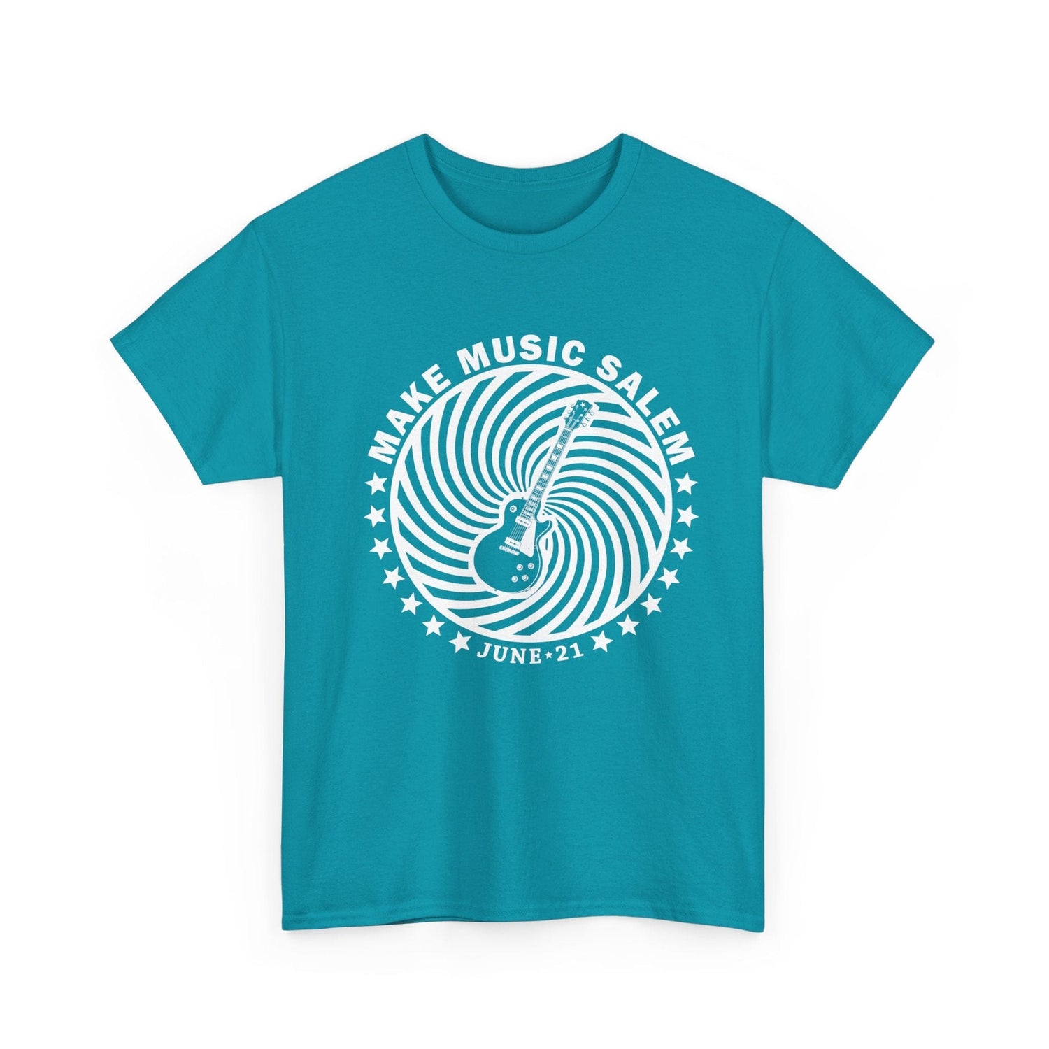 Make Music Salem Guitar Spiral T-Shirt T-Shirt Printify - RiverCity Rockstar Academy Music Store, Salem Keizer Oregon