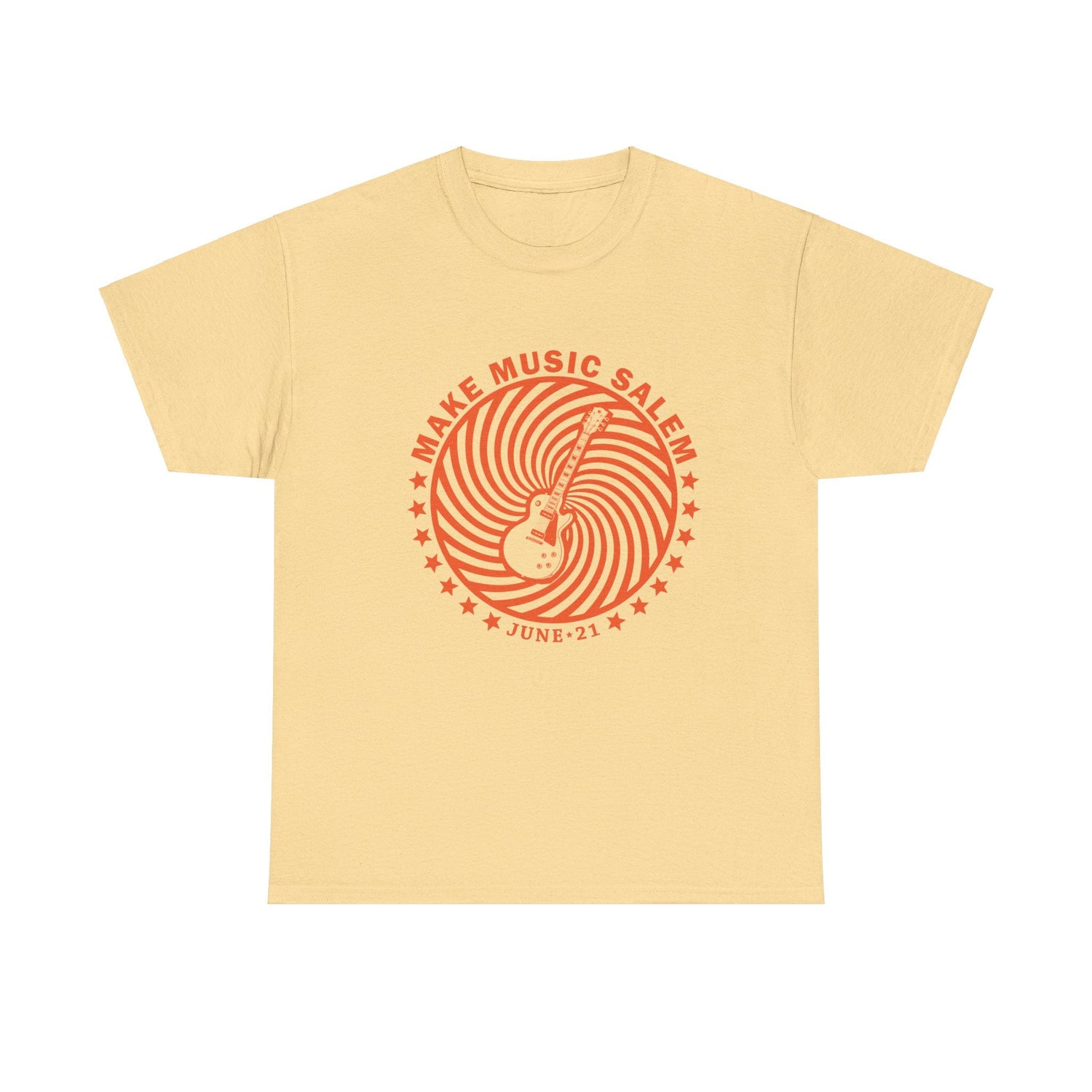 Make Music Day Salem Spiral Guitar Orange Logo T-Shirt T-Shirt Printify - RiverCity Rockstar Academy Music Store, Salem Keizer Oregon