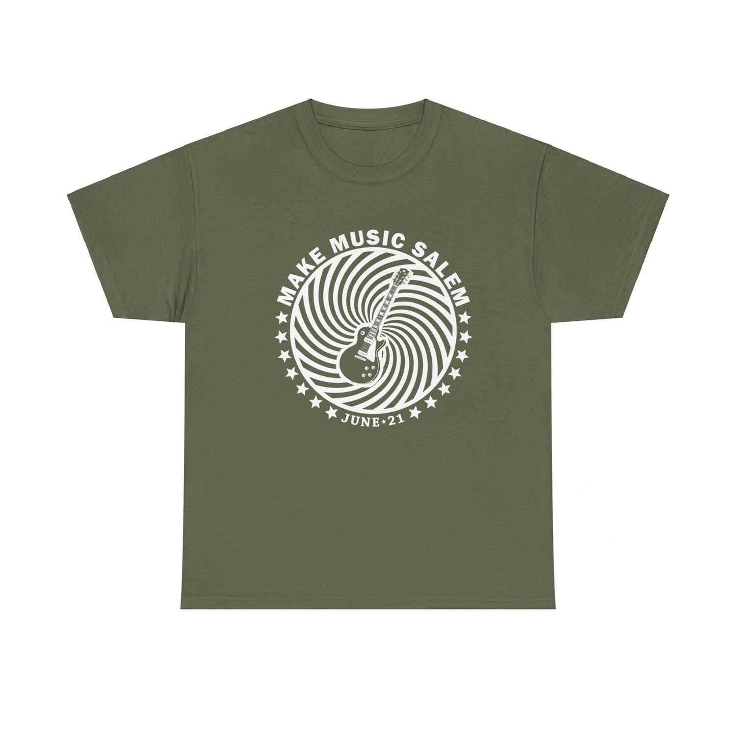 Make Music Salem Guitar Spiral T-Shirt T-Shirt Printify - RiverCity Rockstar Academy Music Store, Salem Keizer Oregon