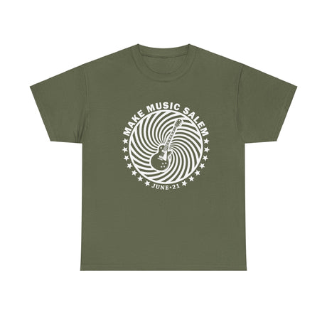 Make Music Salem Guitar Spiral T-Shirt T-Shirt Printify - RiverCity Rockstar Academy Music Store, Salem Keizer Oregon
