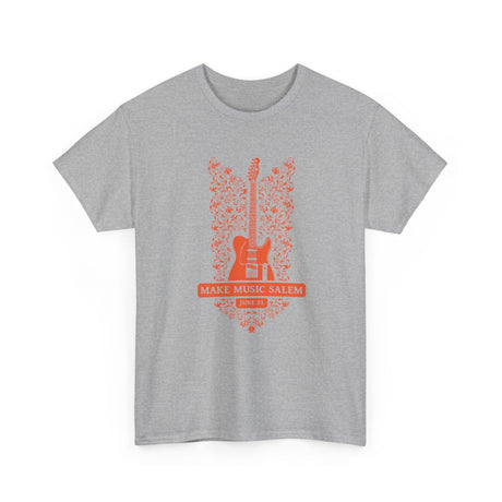 Make Music Salem Floral Guitar T-Shirt T-Shirt Printify - RiverCity Rockstar Academy Music Store, Salem Keizer Oregon