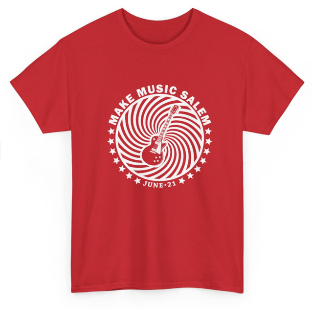 Make Music Day Salem Spiral Guitar T-Shirt (POS) Apparel RiverCity Music Store - RiverCity Rockstar Academy Music Store, Salem Keizer Oregon