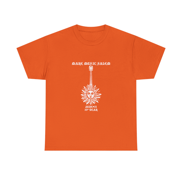 Make Music Day Salem Sun Guitar White Logo T-Shirt (POS) Apparel RiverCity Music Store - RiverCity Rockstar Academy Music Store, Salem Keizer Oregon