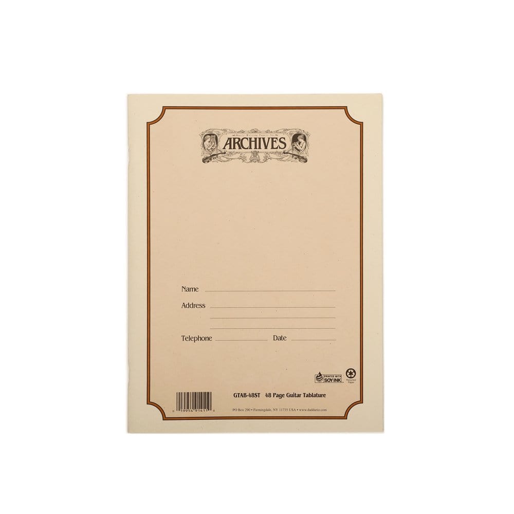 D'Addario Archives Guitar Tab Manuscript 48 Pages Guitar Books D'Addario - RiverCity Rockstar Academy Music Store, Salem Keizer Oregon