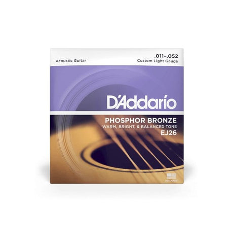 D'Addario EJ26 (11-52) Phosphor Bronze Acoustic Guitar Strings Acoustic Guitar Strings D'Addario - RiverCity Rockstar Academy Music Store, Salem Keizer Oregon