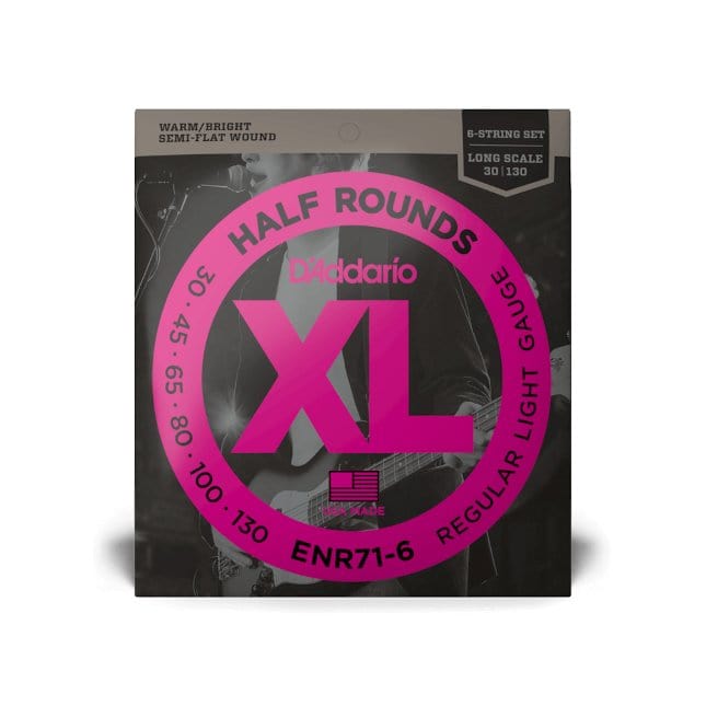 D'Addario ENR71-6 (30-130) Half Round Bass Guitar Strings, Regular Light, Long Scale Bass Strings D'Addario - RiverCity Rockstar Academy Music Store, Salem Keizer Oregon