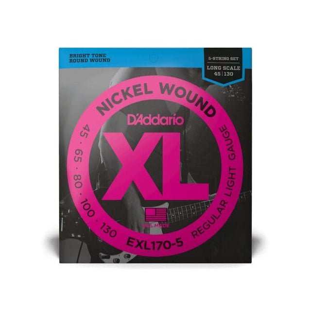 D'Addario EXL170-5 (45-130) Nickel Wound Long Scale Bass Strings Bass Strings D'Addario - RiverCity Rockstar Academy Music Store, Salem Keizer Oregon