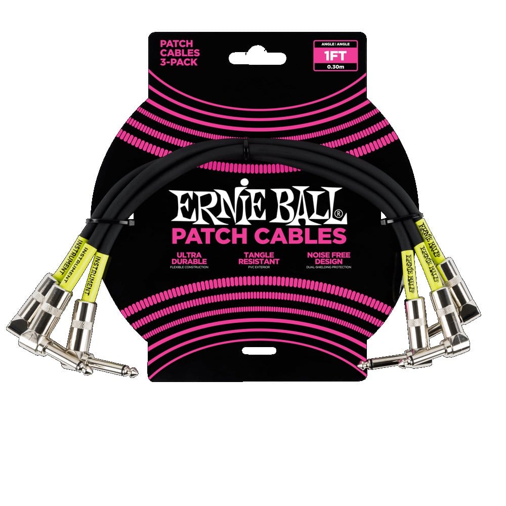 Ernie Ball 1ft Patch Cable 3 Pack Cables Ernie Ball - RiverCity Rockstar Academy Music Store, Salem Keizer Oregon