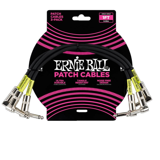 Ernie Ball 1ft Patch Cable 3 Pack Cables Ernie Ball - RiverCity Rockstar Academy Music Store, Salem Keizer Oregon