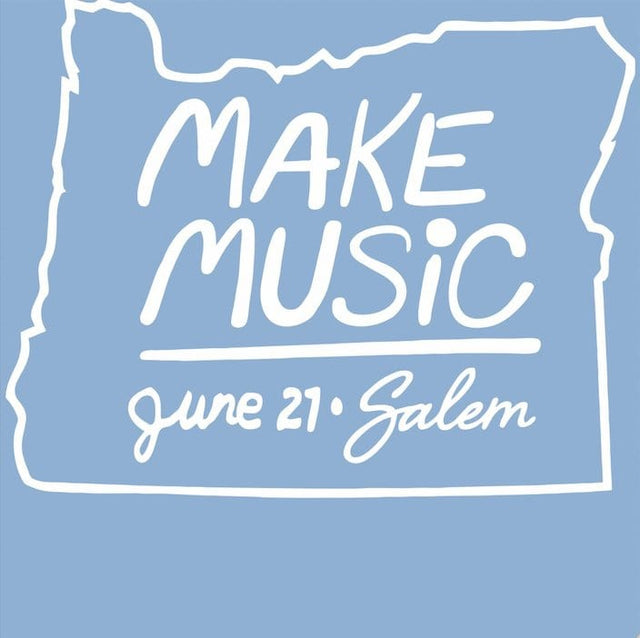 Make Music Salem Oregon Outline T-Shirt (POS) Apparel RiverCity Music Store - RiverCity Rockstar Academy Music Store, Salem Keizer Oregon