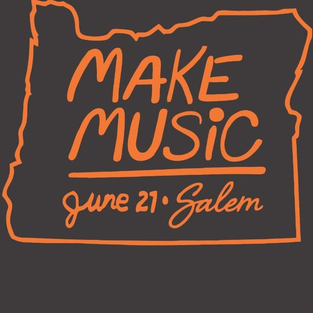 Make Music Salem Oregon Outline T-Shirt (POS) Apparel RiverCity Music Store - RiverCity Rockstar Academy Music Store, Salem Keizer Oregon