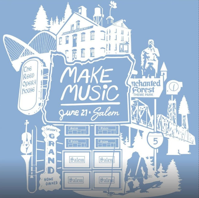Make Music Day Salem Stacked Logo T-Shirt (POS) Apparel RiverCity Music Store - RiverCity Rockstar Academy Music Store, Salem Keizer Oregon