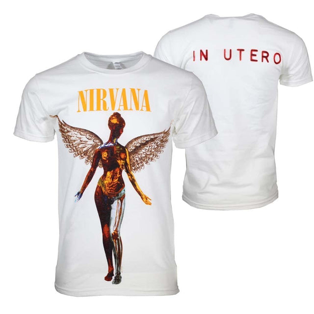 Nirvana In Utero White Tee Shirt 100% Cotton Men's Standard-fit Apparel Rockline - RiverCity Rockstar Academy Music Store, Salem Keizer Oregon