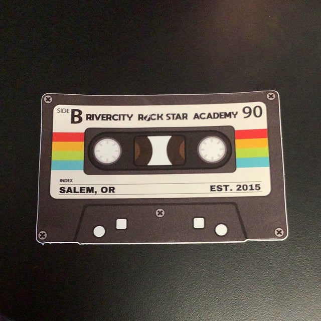 RiverCity Cassette Sticker RiverCity Music Store - RiverCity Rockstar Academy Music Store, Salem Keizer Oregon