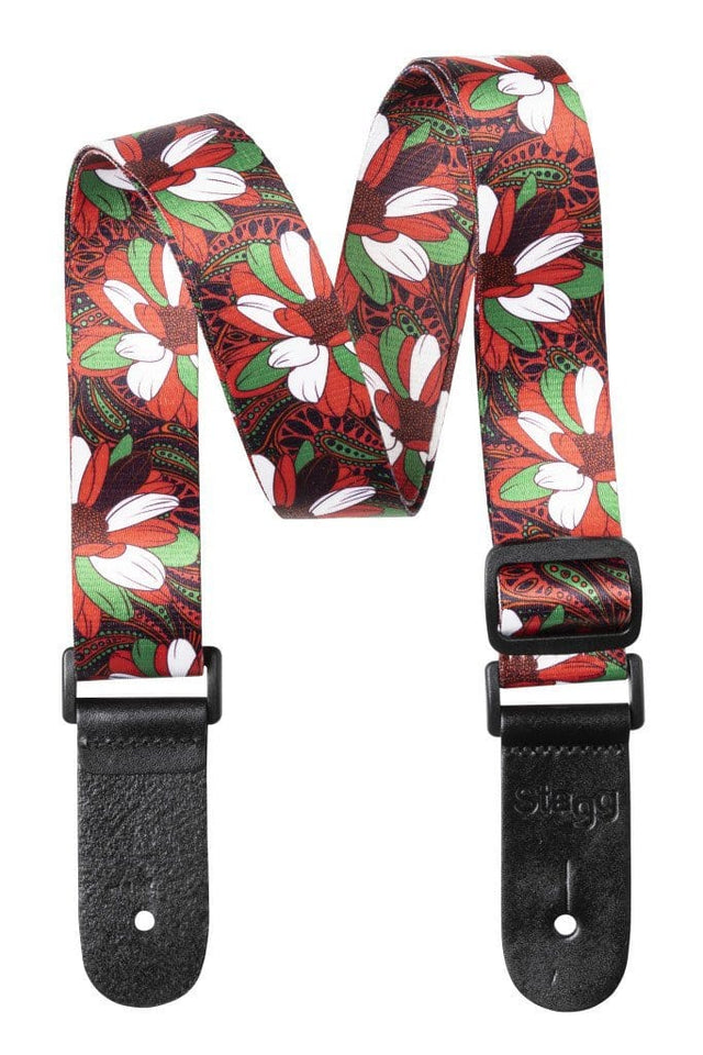 Stagg Red Flower Uke Strap Straps Stagg - RiverCity Rockstar Academy Music Store, Salem Keizer Oregon