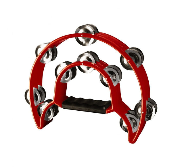 Stagg Red Plastic Cutaway Tambourine with 20 Jingles Hand Percussion Stagg - RiverCity Rockstar Academy Music Store, Salem Keizer Oregon