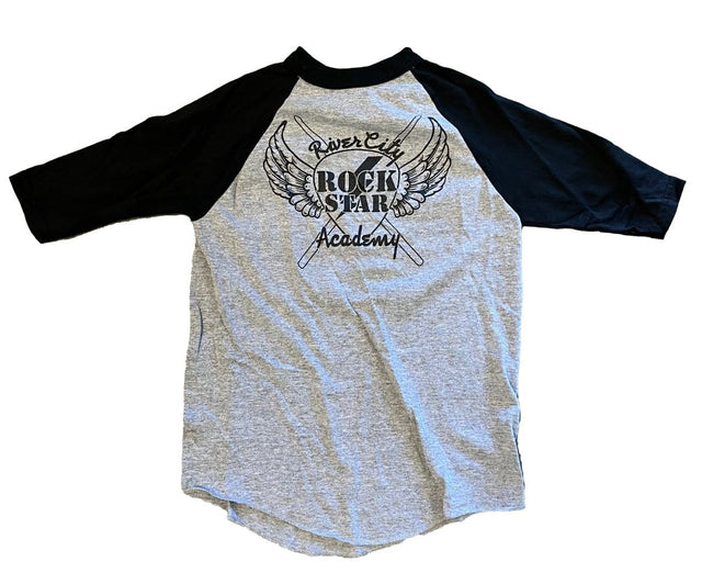 RiverCity Rock Star Academy Youth Baseball Tees in Grey/Black - Youth Sports Apparel Apparel RiverCity Music Store - RiverCity Rockstar Academy Music Store, Salem Keizer Oregon