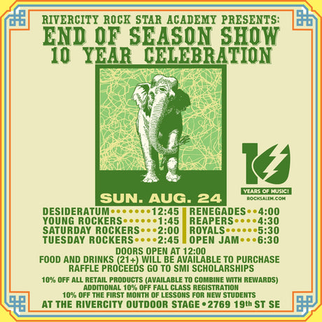 Celebrating A Decade of RiverCity Rock Star Academy –This Sunday, August 24!