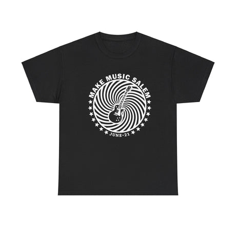 Make Music Day Salem Spiral Guitar White Logo T-Shirt T-Shirt Printify - RiverCity Rockstar Academy Music Store, Salem Keizer Oregon