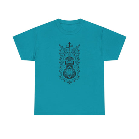 Make Music Day Salem Floral Violin Black Logo T-Shirt T-Shirt Printify - RiverCity Rockstar Academy Music Store, Salem Keizer Oregon
