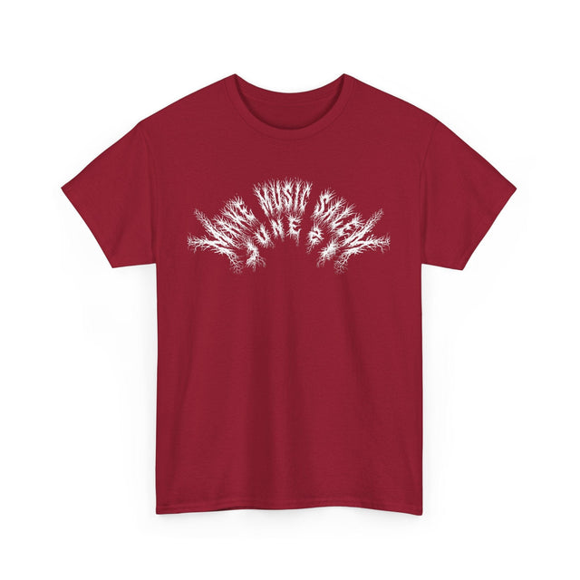A vibrant Salem Metal T-Shirt celebrating Make Music Day with bold music-themed graphics and striking design elements