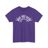 A vibrant Salem Metal T-Shirt celebrating Make Music Day with bold graphic design and musical symbols