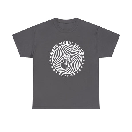 Make Music Day Salem Spiral Guitar White Logo T-Shirt T-Shirt Printify - RiverCity Rockstar Academy Music Store, Salem Keizer Oregon