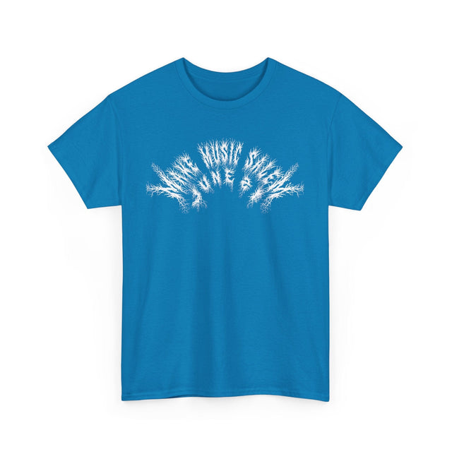 A vibrant Salem Metal T-Shirt celebrating Make Music Day with bold graphic design and metallic accents on a comfortable black fabric