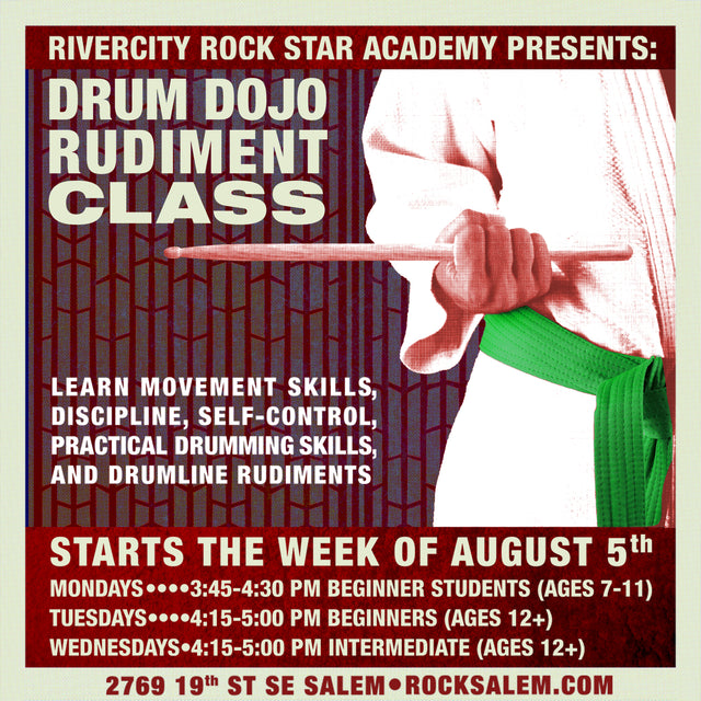 Drum Dojo Rudiment Class Music Classes RiverCity Music Store - RiverCity Rockstar Academy Music Store, Salem Keizer Oregon