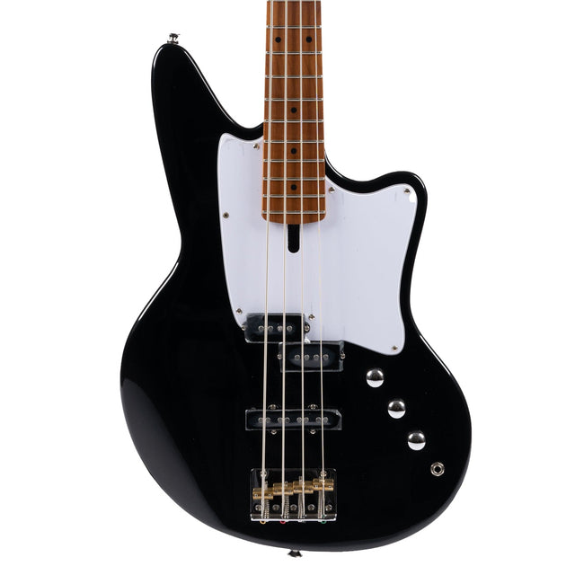 Ashdown Roasted Saint Bass Guitar Gloss Black Metallic with sleek black finish and vintage chrome tuning pegs