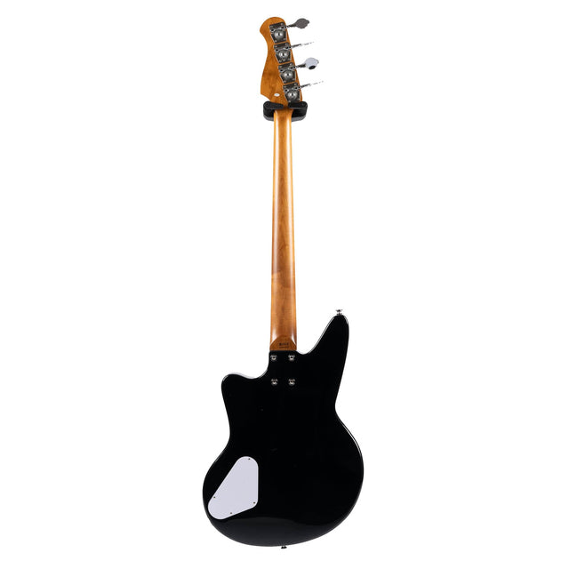 Detailed shot of the 20 frets, black dot inlays, and smooth fretboard on the Ashdown Roasted Saint Bass Guitar