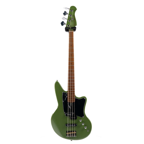 Detailed image of the Soap Bar Chrome Cover Alnico pickups on the Ashdown Saint Bass guitar