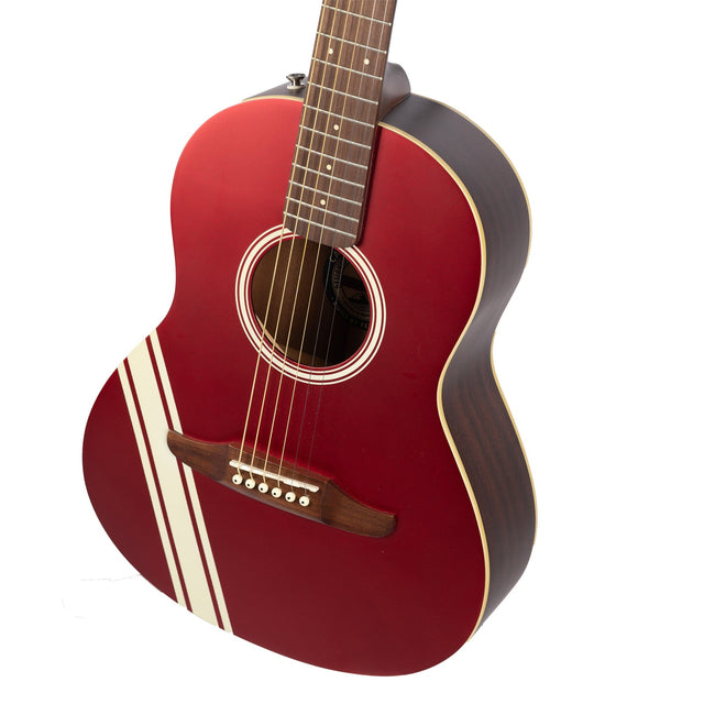 Used Fender Standard Sonoran Mini Acoustic Guitar Competition Stripe Candy Apple Red