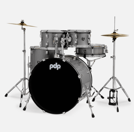 PDP Center Stage 5pc Complete Drum Kit w/Hardware Silver Drums Drum Workshop - RiverCity Rockstar Academy Music Store, Salem Keizer Oregon