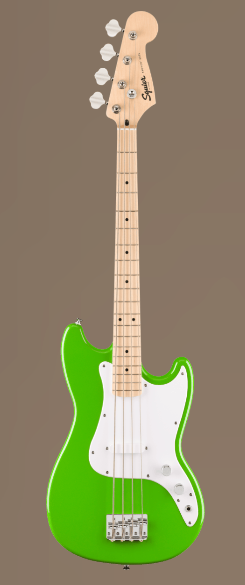 Used Squier FSR Sonic Bronco Short Scale Bass Guitar Lime Green Bass Guitars Squier - RiverCity Rockstar Academy Music Store, Salem Keizer Oregon