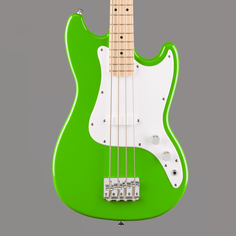 Used Squier FSR Sonic Bronco Short Scale Bass Guitar Lime Green Bass Guitars Squier - RiverCity Rockstar Academy Music Store, Salem Keizer Oregon