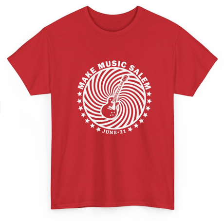 Make Music Day Salem Spiral Guitar T-Shirt (POS) Apparel RiverCity Music Store - RiverCity Rockstar Academy Music Store, Salem Keizer Oregon