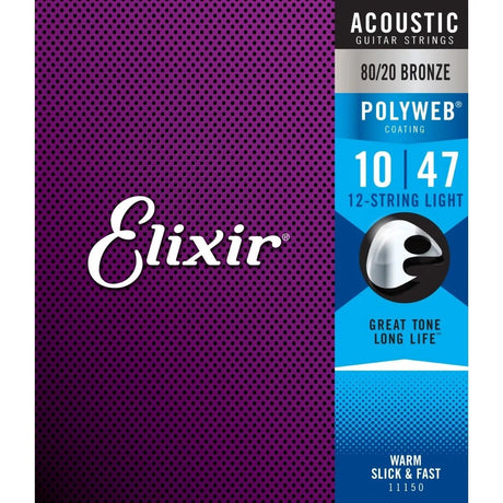 Elixir Polyweb .010-.047 12-String Light Acoustic Strings Acoustic Guitar Strings Elixir - RiverCity Rockstar Academy Music Store, Salem Keizer Oregon