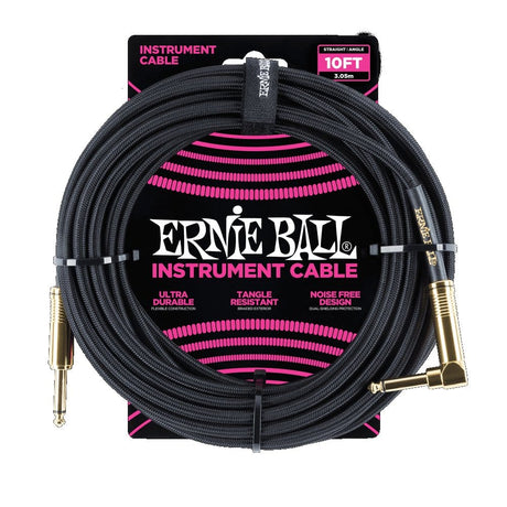 Ernie Ball Braided 10' Straight/Angle Instrument Cable Cables Ernie Ball - RiverCity Rockstar Academy Music Store, Salem Keizer Oregon